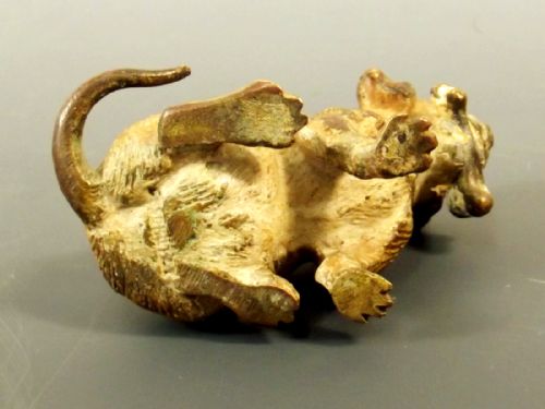 AUSTRIAN VIENNA COLD PAINTED BRONZE PUPPY DOG WITH BONE - ADDITIONAL PHOTO 5
