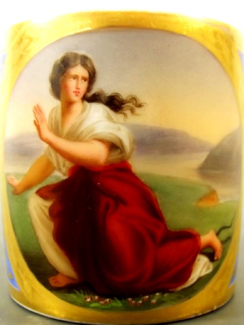 MARC SHOELCHER HAND PAINTED PARIS PORCELAIN COFFEE CAN - ADDITIONAL PHOTO 4