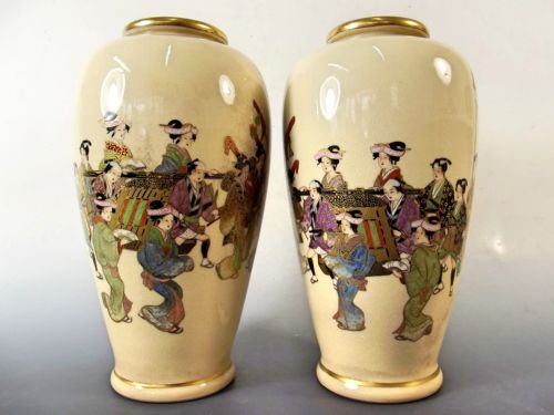 PR JAPANESE SATSUMA PORCELAIN KIZAN VASES MEIJI PERIOD - ADDITIONAL PHOTO 2