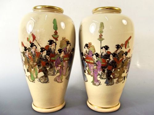 PR JAPANESE SATSUMA PORCELAIN KIZAN VASES MEIJI PERIOD - ADDITIONAL PHOTO 4