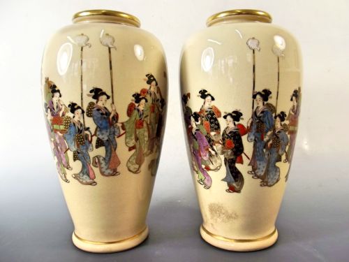 PR JAPANESE SATSUMA PORCELAIN KIZAN VASES MEIJI PERIOD - ADDITIONAL PHOTO 5