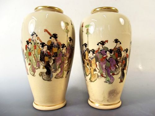 PR JAPANESE SATSUMA PORCELAIN KIZAN VASES MEIJI PERIOD - ADDITIONAL PHOTO 6