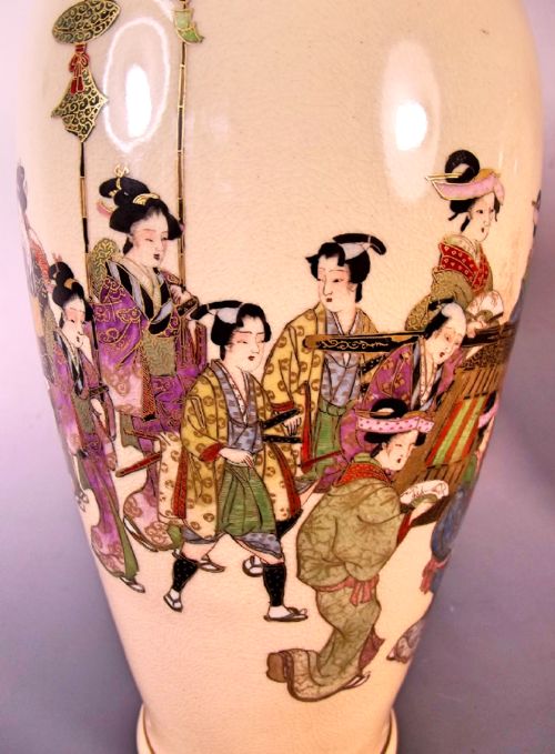 PR JAPANESE SATSUMA PORCELAIN KIZAN VASES MEIJI PERIOD - ADDITIONAL PHOTO 8