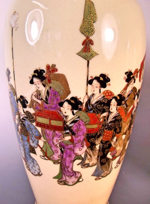 PR JAPANESE SATSUMA PORCELAIN KIZAN VASES MEIJI PERIOD - ADDITIONAL PHOTO 9