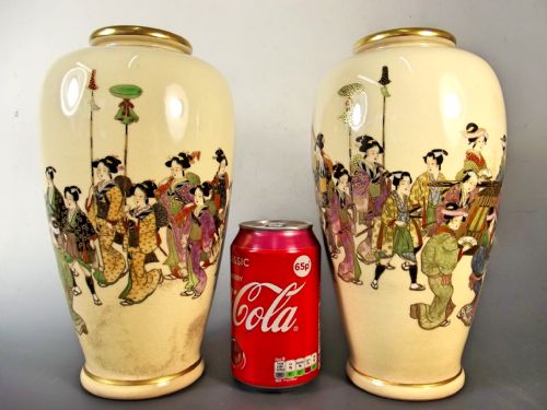 PR JAPANESE SATSUMA PORCELAIN KIZAN VASES MEIJI PERIOD - ADDITIONAL PHOTO 14