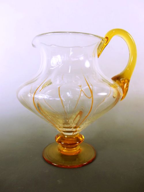 stuart amber glass enamel jug c1900 - CATEGORY: ANTIQUE GLASS - DATED 1900