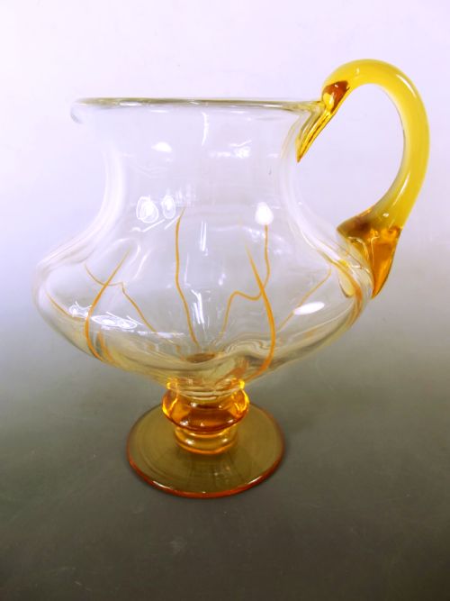 STUART AMBER GLASS ENAMEL JUG C1900 - ADDITIONAL PHOTO 1