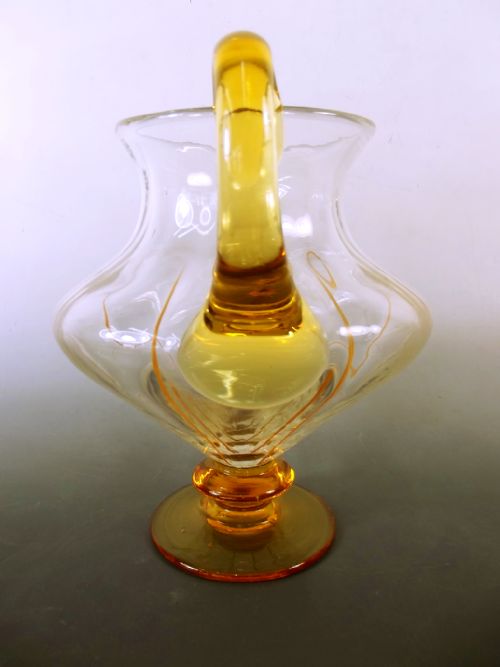 STUART AMBER GLASS ENAMEL JUG C1900 - ADDITIONAL PHOTO 3