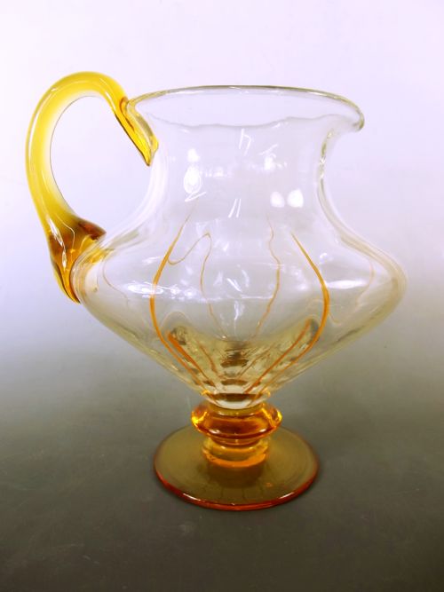 STUART AMBER GLASS ENAMEL JUG C1900 - ADDITIONAL PHOTO 4