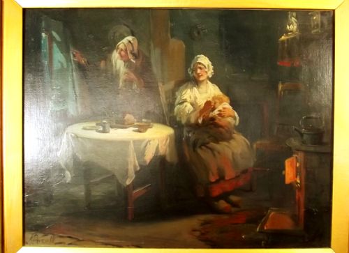 alexander rosell oil on canvas entitled a full moon - CATEGORY: ANTIQUE ART - DATED 1890