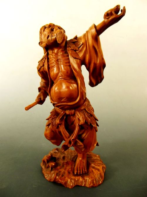 japanese meiji period onepiece boxwood okimono gamma sennin - CATEGORY: ANTIQUE MISCELLANEOUS - DATED 1890