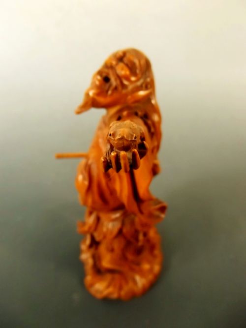 JAPANESE MEIJI PERIOD ONEPIECE BOXWOOD OKIMONO GAMMA SENNIN - ADDITIONAL PHOTO 1