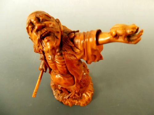 JAPANESE MEIJI PERIOD ONEPIECE BOXWOOD OKIMONO GAMMA SENNIN - ADDITIONAL PHOTO 2