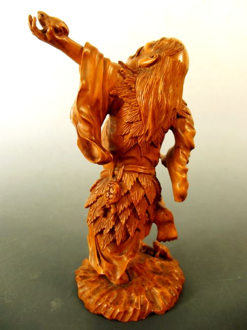 JAPANESE MEIJI PERIOD ONEPIECE BOXWOOD OKIMONO GAMMA SENNIN - ADDITIONAL PHOTO 3