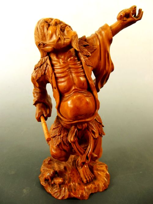 JAPANESE MEIJI PERIOD ONEPIECE BOXWOOD OKIMONO GAMMA SENNIN - ADDITIONAL PHOTO 4