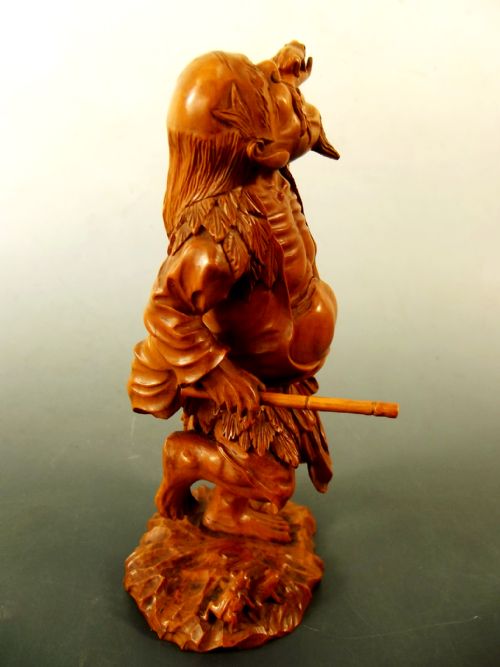 JAPANESE MEIJI PERIOD ONEPIECE BOXWOOD OKIMONO GAMMA SENNIN - ADDITIONAL PHOTO 5
