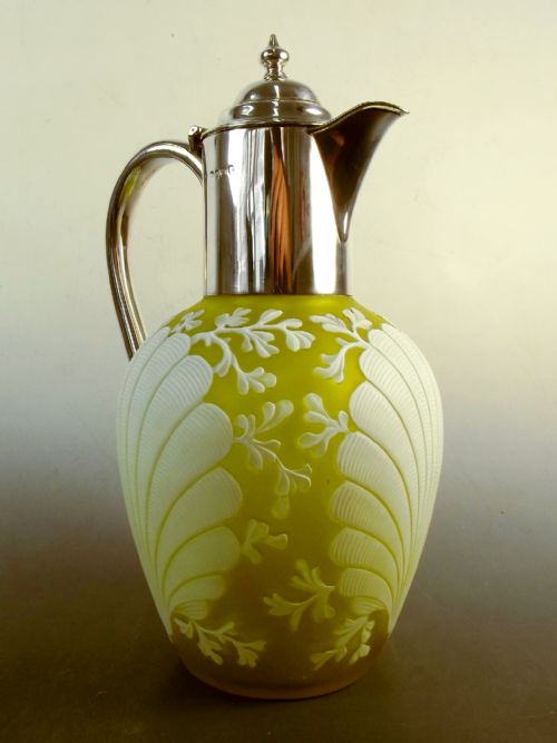 SILVER MOUNTED THOMAS WEBB CAMEO GLASS CLARET JUG 1887 - ADDITIONAL PHOTO 1
