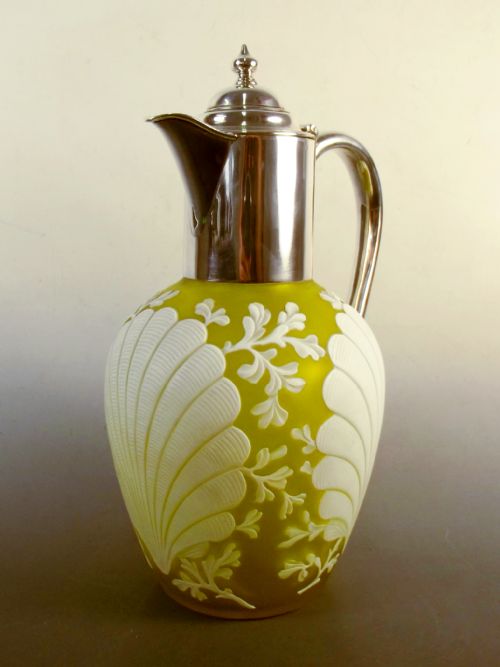 SILVER MOUNTED THOMAS WEBB CAMEO GLASS CLARET JUG 1887 - ADDITIONAL PHOTO 3