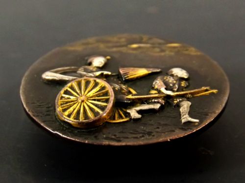 JAPANESE MEIJI PERIOD MIXED METAL ONLAID SHIBUICHI BUTTON - ADDITIONAL PHOTO 3