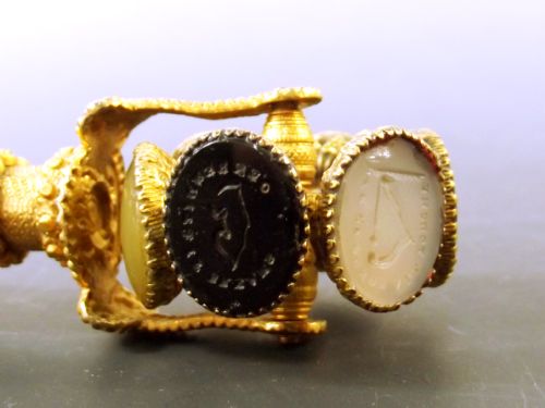 19TH CENTURY LAPIS LAZULI ORMOLU HARDSTONE WHEEL SEAL - ADDITIONAL PHOTO 4