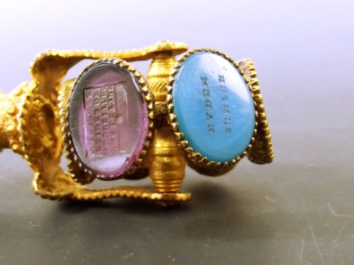 19TH CENTURY LAPIS LAZULI ORMOLU HARDSTONE WHEEL SEAL - ADDITIONAL PHOTO 5