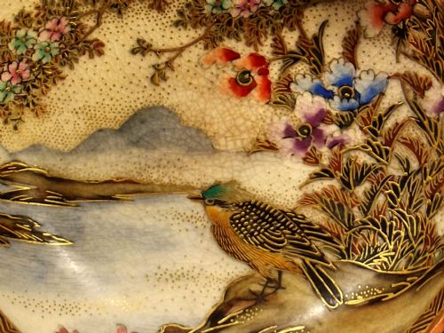 JAPANESE SATSUMA WARE BIRD BOWL MEIJI PERIOD - ADDITIONAL PHOTO 5
