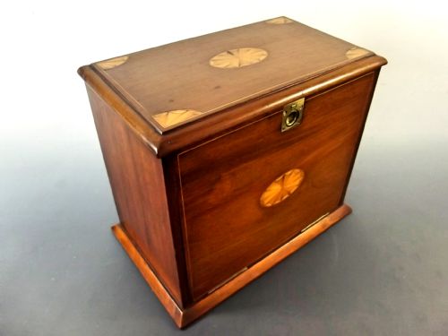 inlaid mahogany letter box with writing slope - CATEGORY: ANTIQUE BOXES - DATED 1900
