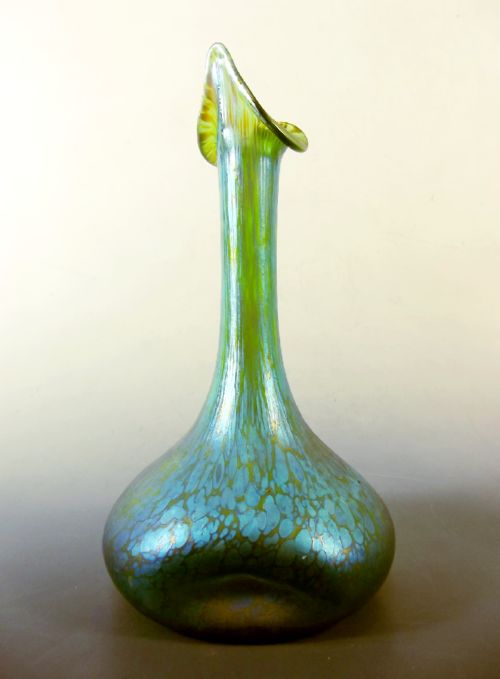LARGE PAIR OF ART NOUVEAU LOETZ CRETA PAPILLON GLASS VASES - ADDITIONAL PHOTO 3