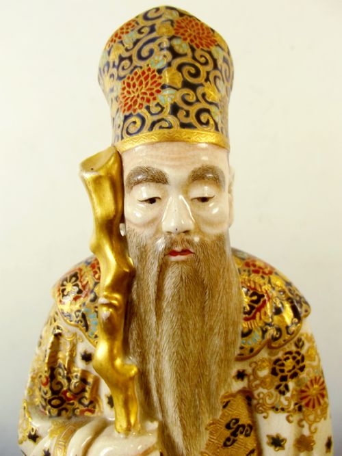 JAPANESE IMPERIAL SATSUMA FUKUROKUJU FIGURNE MEIJI PERIOD - ADDITIONAL PHOTO 4