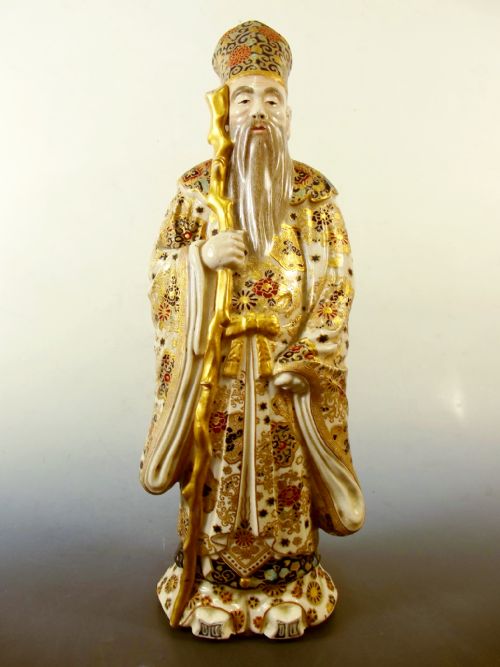 JAPANESE IMPERIAL SATSUMA FUKUROKUJU FIGURNE MEIJI PERIOD - ADDITIONAL PHOTO 6
