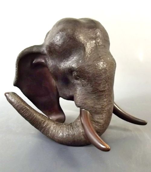 HUGE PR JAPANESE MEIJI PERIOD BRONZE ELEPHANT BOOKENDS BY GENRYUSAI SEIYA - ADDITIONAL PHOTO 2
