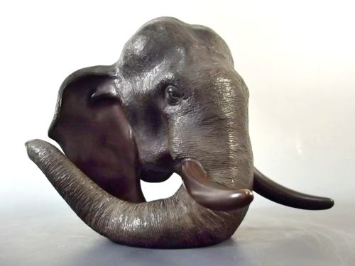 HUGE PR JAPANESE MEIJI PERIOD BRONZE ELEPHANT BOOKENDS BY GENRYUSAI SEIYA - ADDITIONAL PHOTO 3