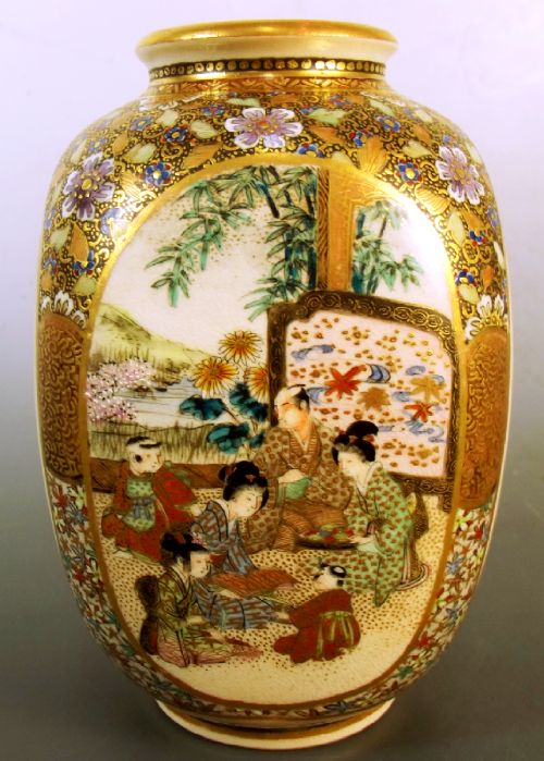 JAPANESE MEIJI PERIOD SATSUMA EARTHENWARE VASE - ADDITIONAL PHOTO 2
