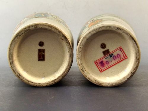 PAIR JAPANESE TAISHO PERIOD SATSUMA EARTHENWARE VASES - ADDITIONAL PHOTO 10