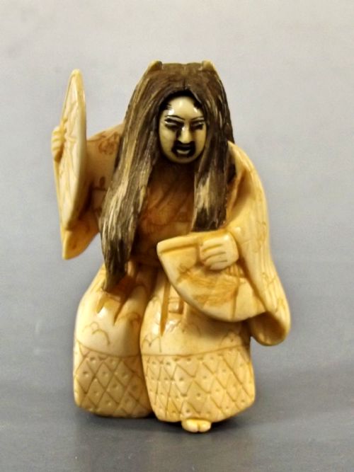 japanese meiji period ivory noh dancer netsuke of hannya signed - CATEGORY: ANTIQUE MISCELLANEOUS - DATED 1880