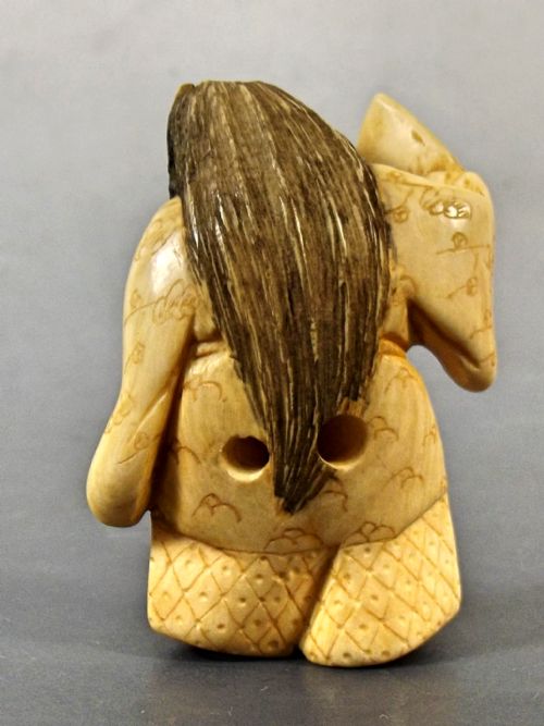 JAPANESE MEIJI PERIOD IVORY NOH DANCER NETSUKE OF HANNYA SIGNED - ADDITIONAL PHOTO 3