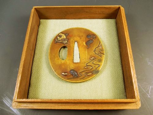 japanese meiji period onlaid bronze tsuba - CATEGORY: ANTIQUE METAL - DATED 1870