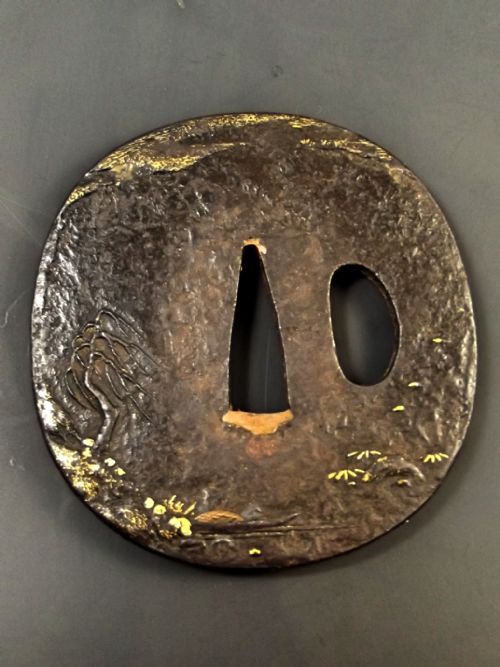 JAPANESE EDO PERIOD GOLD INLAID IRON TSUBA - ADDITIONAL PHOTO 2
