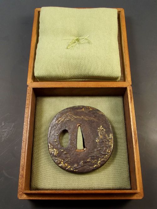 JAPANESE EDO PERIOD GOLD INLAID IRON TSUBA - ADDITIONAL PHOTO 5