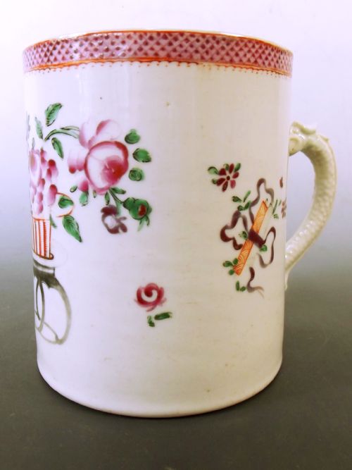 FINE LARGE 18TH CENTURY CHINESE FAMILE ROSE TANKARD - ADDITIONAL PHOTO 2