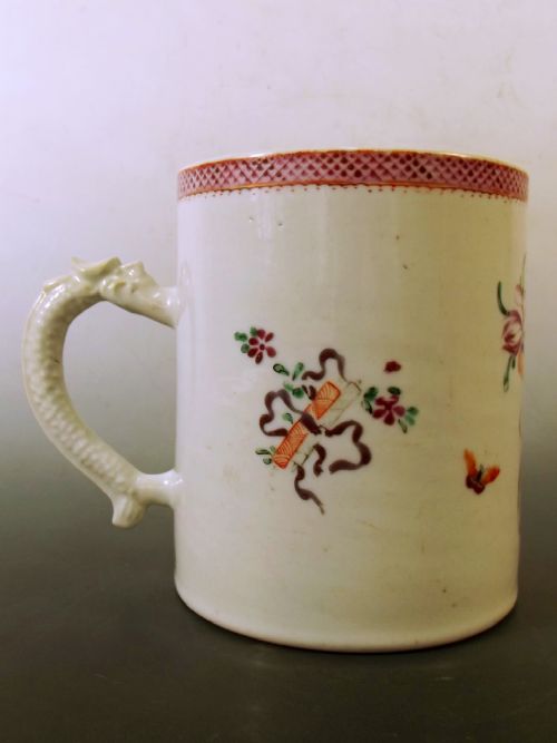 FINE LARGE 18TH CENTURY CHINESE FAMILE ROSE TANKARD - ADDITIONAL PHOTO 4