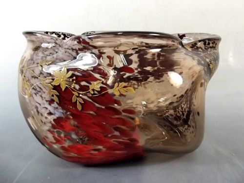 LARGE HARRACH OXBLOOD GLASS VARIEGATED VASE GILT DECORATION C1890 - ADDITIONAL PHOTO 3