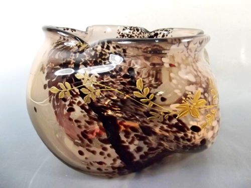 LARGE HARRACH OXBLOOD GLASS VARIEGATED VASE GILT DECORATION C1890 - ADDITIONAL PHOTO 4