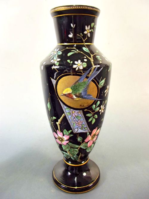 PAIR HARRACH OPAQUE GLASS VASES JAPANESQUE DECORATION C1890 - ADDITIONAL PHOTO 5