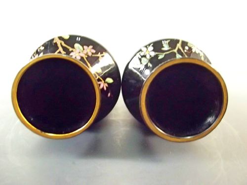 PAIR HARRACH OPAQUE GLASS VASES JAPANESQUE DECORATION C1890 - ADDITIONAL PHOTO 6