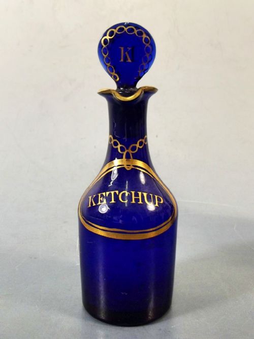 SET 4 GEORGIAN BRISTOL BLUE GLASS CONDIMENT BOTTLES C1820 - ADDITIONAL PHOTO 6