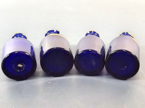 SET 4 GEORGIAN BRISTOL BLUE GLASS CONDIMENT BOTTLES C1820 - ADDITIONAL PHOTO 9