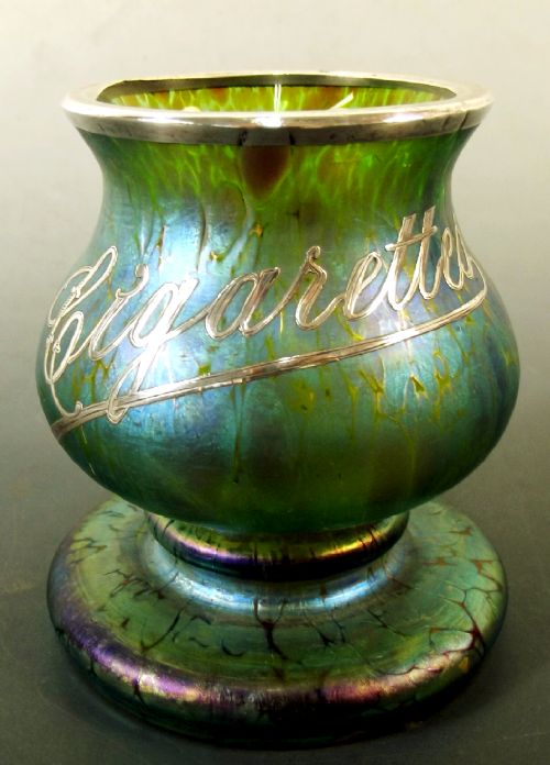 LOETZ CRETE PAPILLON SILVER OVERLAY ART NOUVEAU GLASS VASE - ADDITIONAL PHOTO 1