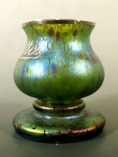 LOETZ CRETE PAPILLON SILVER OVERLAY ART NOUVEAU GLASS VASE - ADDITIONAL PHOTO 2