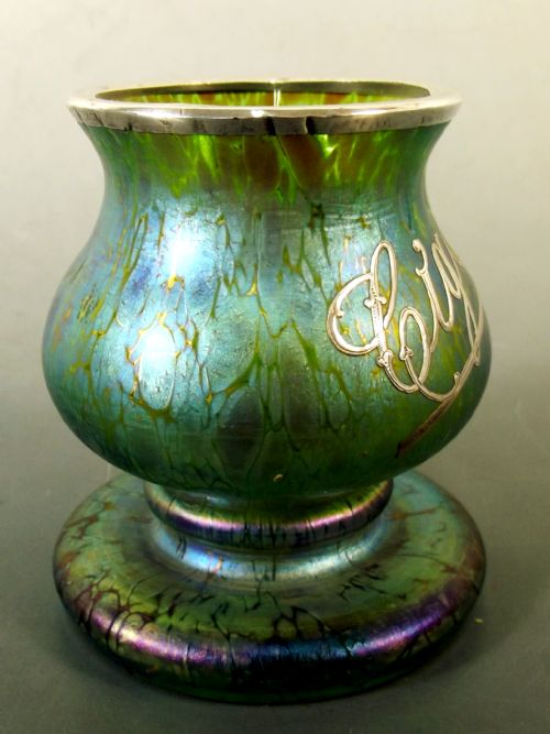 LOETZ CRETE PAPILLON SILVER OVERLAY ART NOUVEAU GLASS VASE - ADDITIONAL PHOTO 3